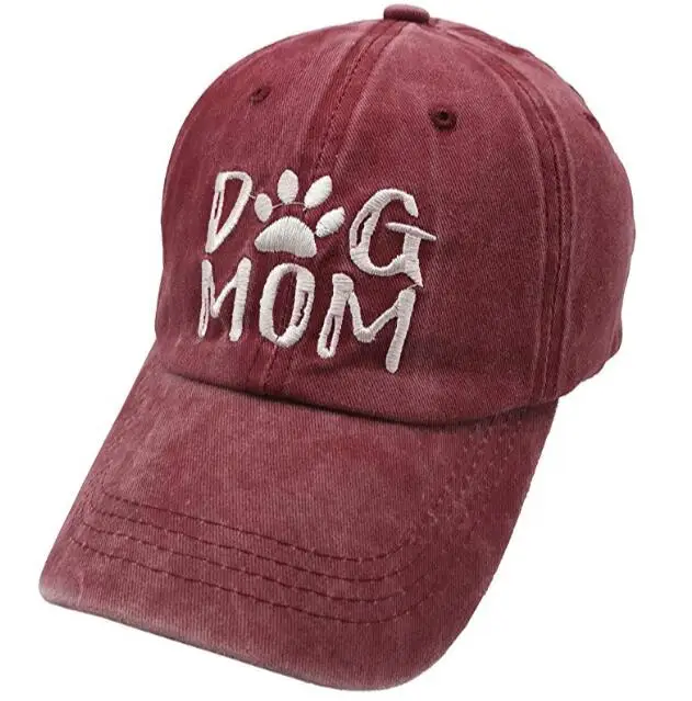 011364 Women's Embroidered Adjustable Denim Baseball Cap Tail Hat Dog Mom