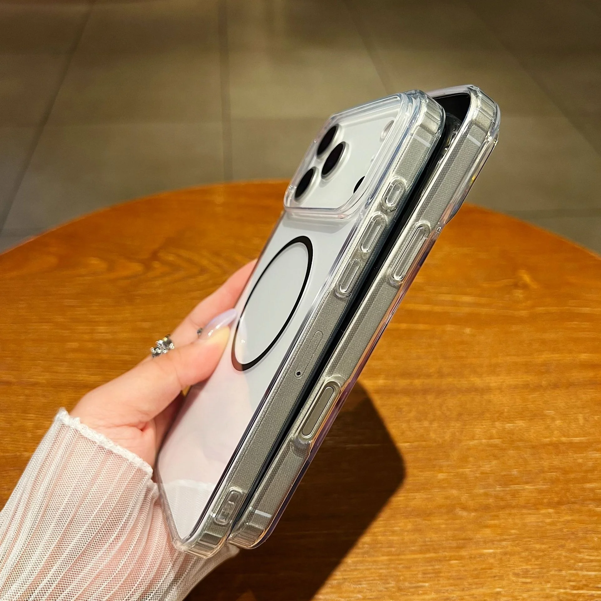 product colorful thin ring magnetic phone case transparent anti drop protective cover for apple 16 for iphone 17 pro max-3