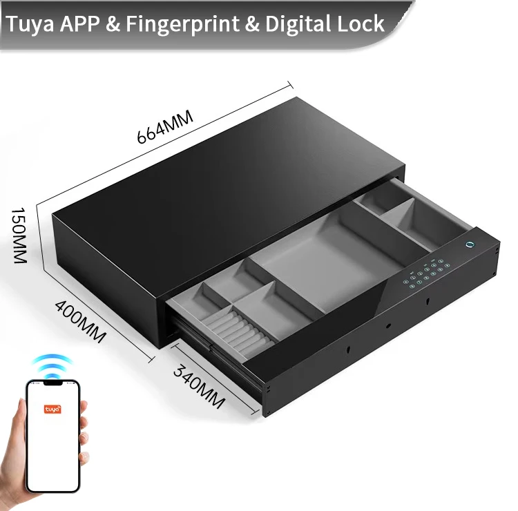 product ceqsafe smart wardrobe accessories fashion safe box drawer fingerprint safe box big led display fingerprint safe box for home-7