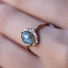Labradorite Ring White CZ Classic Handmade 925 Sterling Silver Jewelry Labradorite Gemstone Ring
