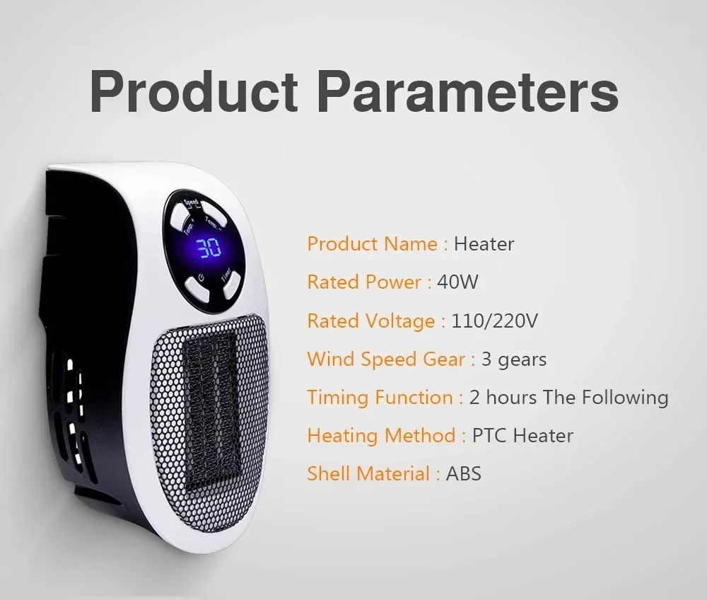 Portable Heater, 350W, Wall - detail 10