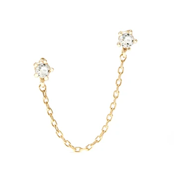 Gemnel minimalist 925 sterling silver gold topaz single diamond stud earrings