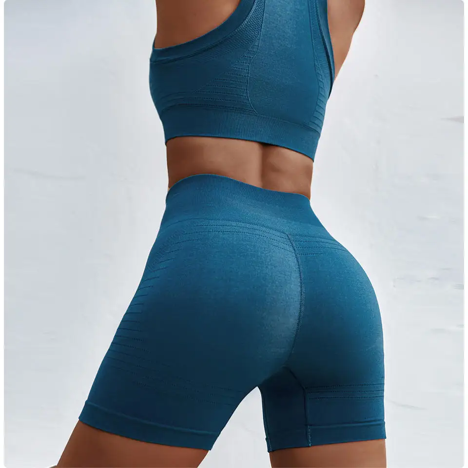 Wholesale sport bra top solid color breathable women yoga set 2pcs sports seamless gym leggings yoga sets