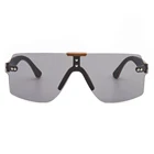Fashion Sunglasses Oversized Rimless Sunglasses Oversized Rimless Unisex Wood Fashion Flat Top Sunglasses