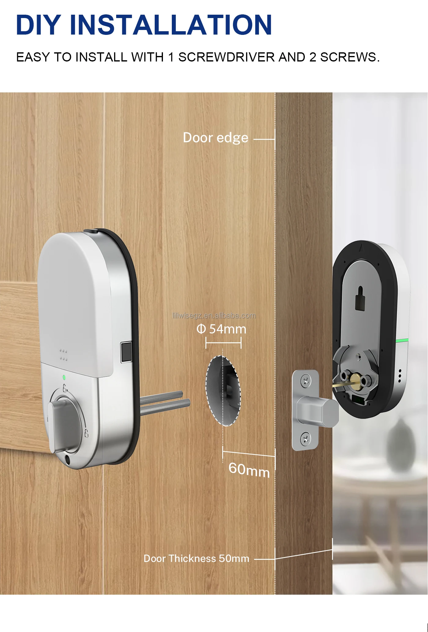 Liliwise Quick Installation Electronic Locks Cerraduras Inteligentes