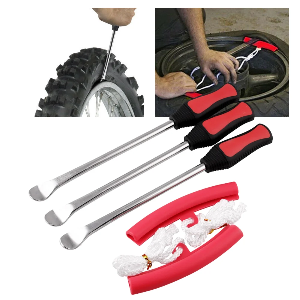 Tire Levers Spoon Set 3 Tire Lever Tool Spoon 2 Wheel Rim Protectors Tyre Repair kit for Motorcycle Bike Car 