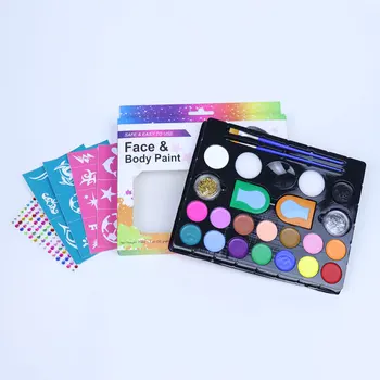 Hot Selling on Amazon Face Paint with Glitters Stencils Face Painting Kit for Children DIY