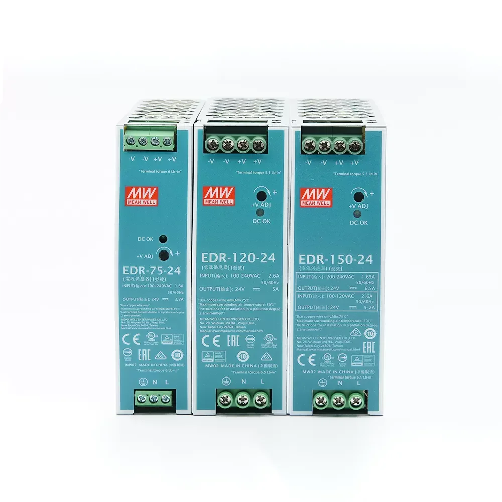Mean Well EDR-75/120/150-12/24/48 Meanwell 75W 120W 150W Switching DIN Rail Power Supply 12V 24V 48V