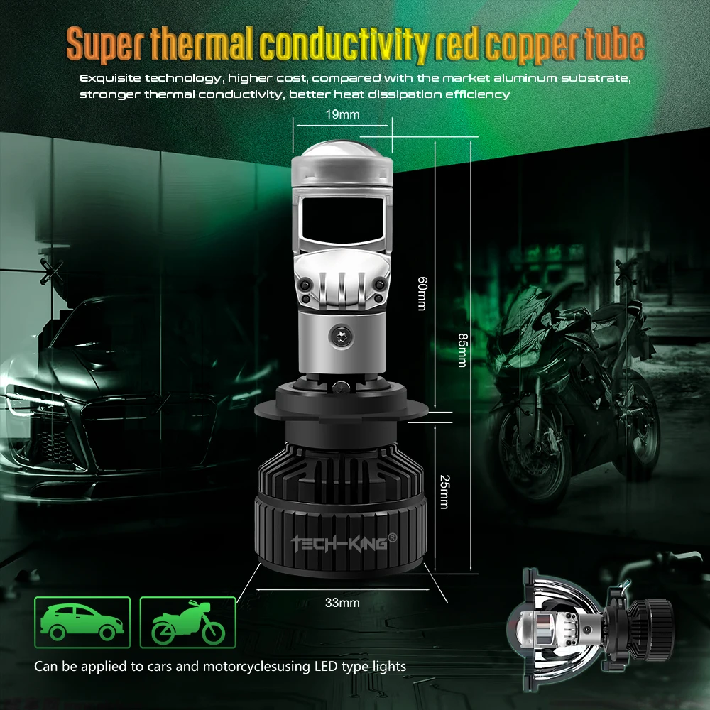 High Power Led Projector Mini Lens H7 H11 9005 9006 HB3 HB4 H4 Mini Led Lens Auto Lighting Systems 100W Car LED Headlight