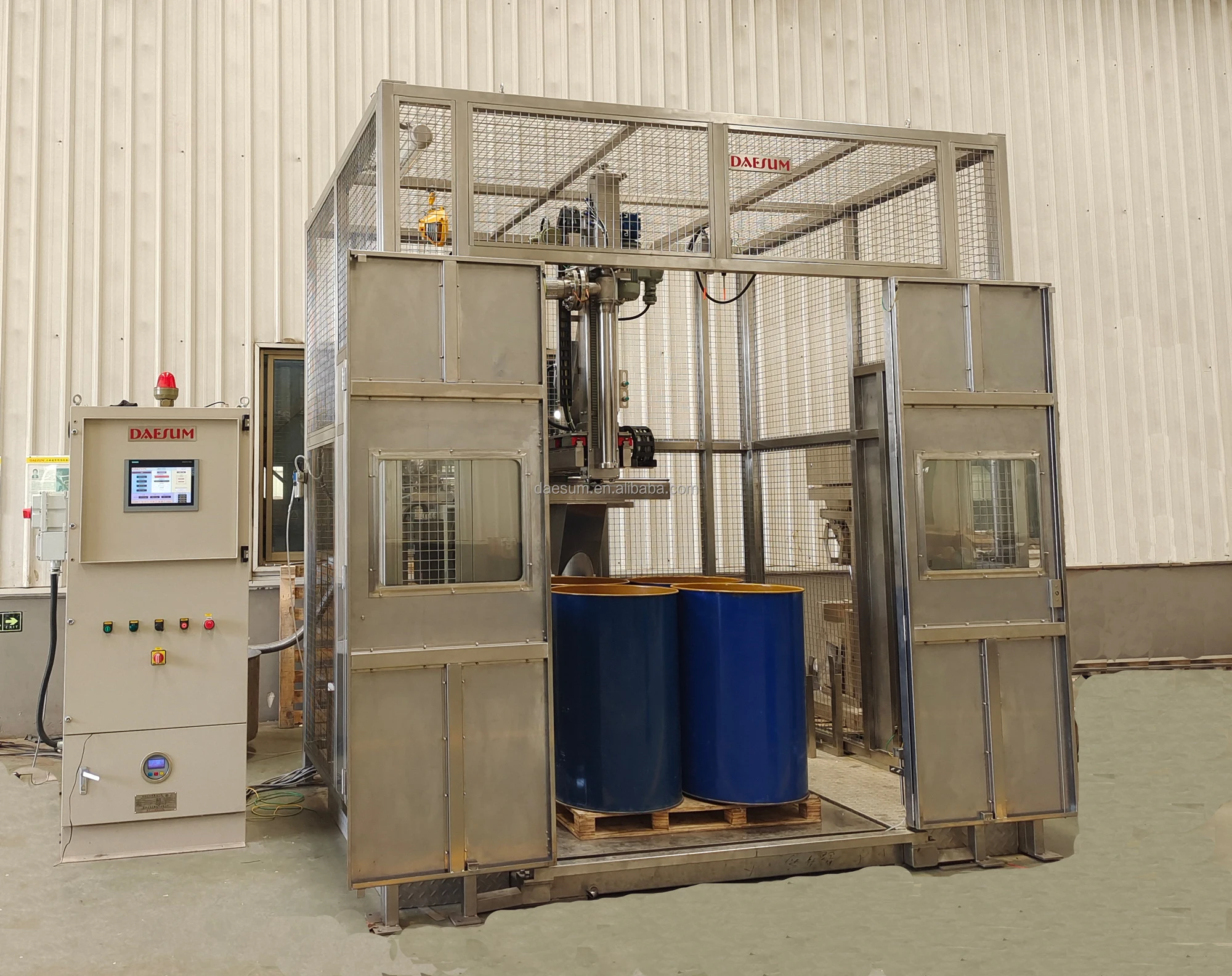 Fully Automatic Pallet Filling Machine with Stainless Steel 304/316 Construction and ±0.2%FS Accuracy for Oil Wide Open Drum Design