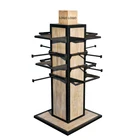 Retail 4 Way Clothes Retail Store Wood And Metal Free Standing Display Racks