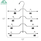 4 Hanger Avisday Strong One-Piece Frame 4 Tiers Pant Chrome Hanger With Clips