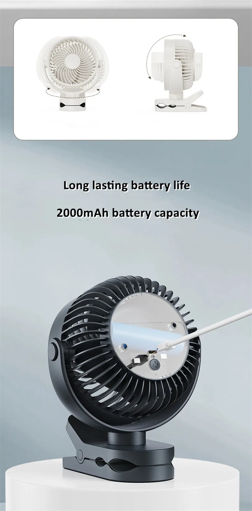 Rotating Desktop Clip Fan, 360, Portable, USB - detail 10