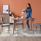 Seat Table Set Nordic Simple Solid Wood Technology Cloth Seat Family Apartment Dining Table Chair Set