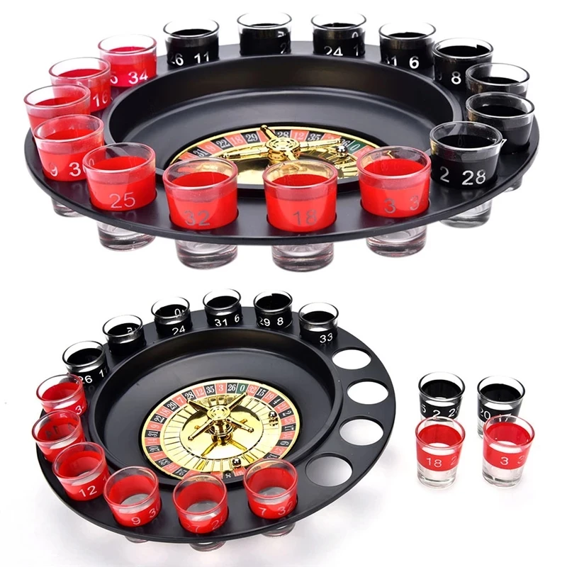 Novelty Creative Drink Turntable Toys Russian Roulette Wheel 16 Wine Cups B A4L7 