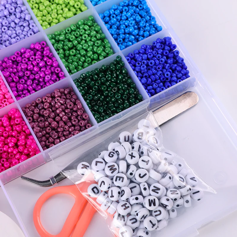 Custom 26 lattices  Hot Rainbow Gradient glass bead Environmentally friendly bead materials Children's necklace jewelry set