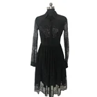 Dresses Dress Fashion Dresses Women Summer Dress Stand Collar Sweet Gothic Lace Black Vintage Fashion Plain Dress