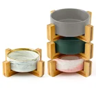 Bowl Ceramic Ceramic Marble Dog Water Bowl Matte Elevated Dog Food Bowl Non Slip Ceramic Dog Bowl