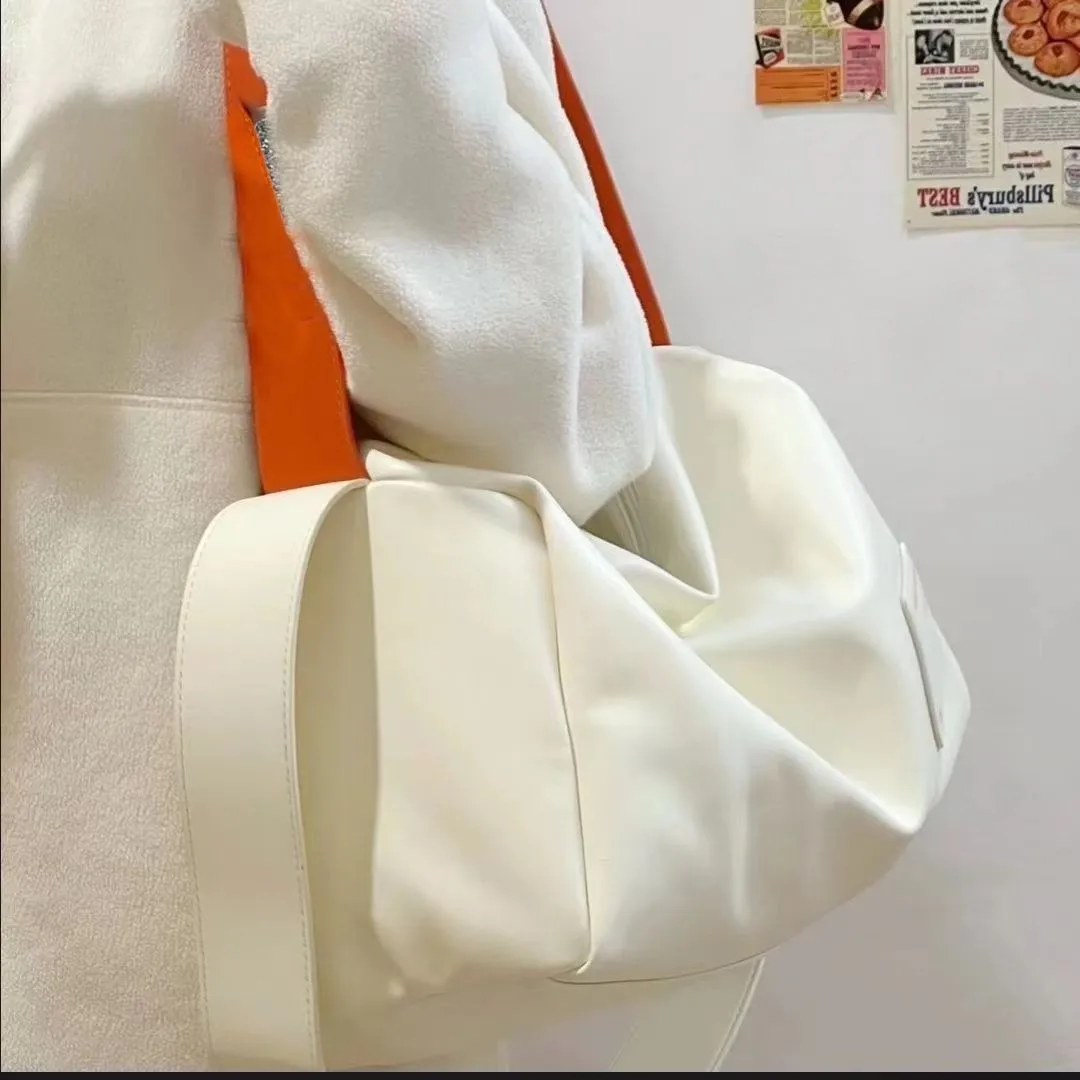 Customize logo Large grocery women's tote Bags 2 pcs wide straps crossboy white PU Women's Shoulder Bags