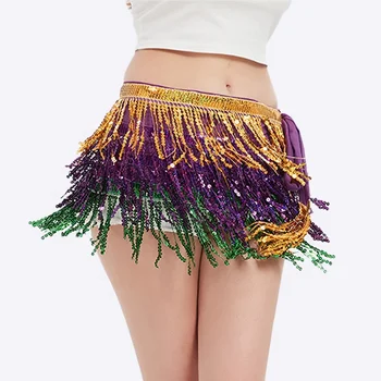 Stock Mardi Gras Dress Apparel Clothing Sequin Fringes Dance Skirt