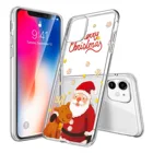 Customized Design Merry Christmas Mobile Cover Transparent TPU Soft Phone Case For IPhone 12 11 7 8 X XS XR