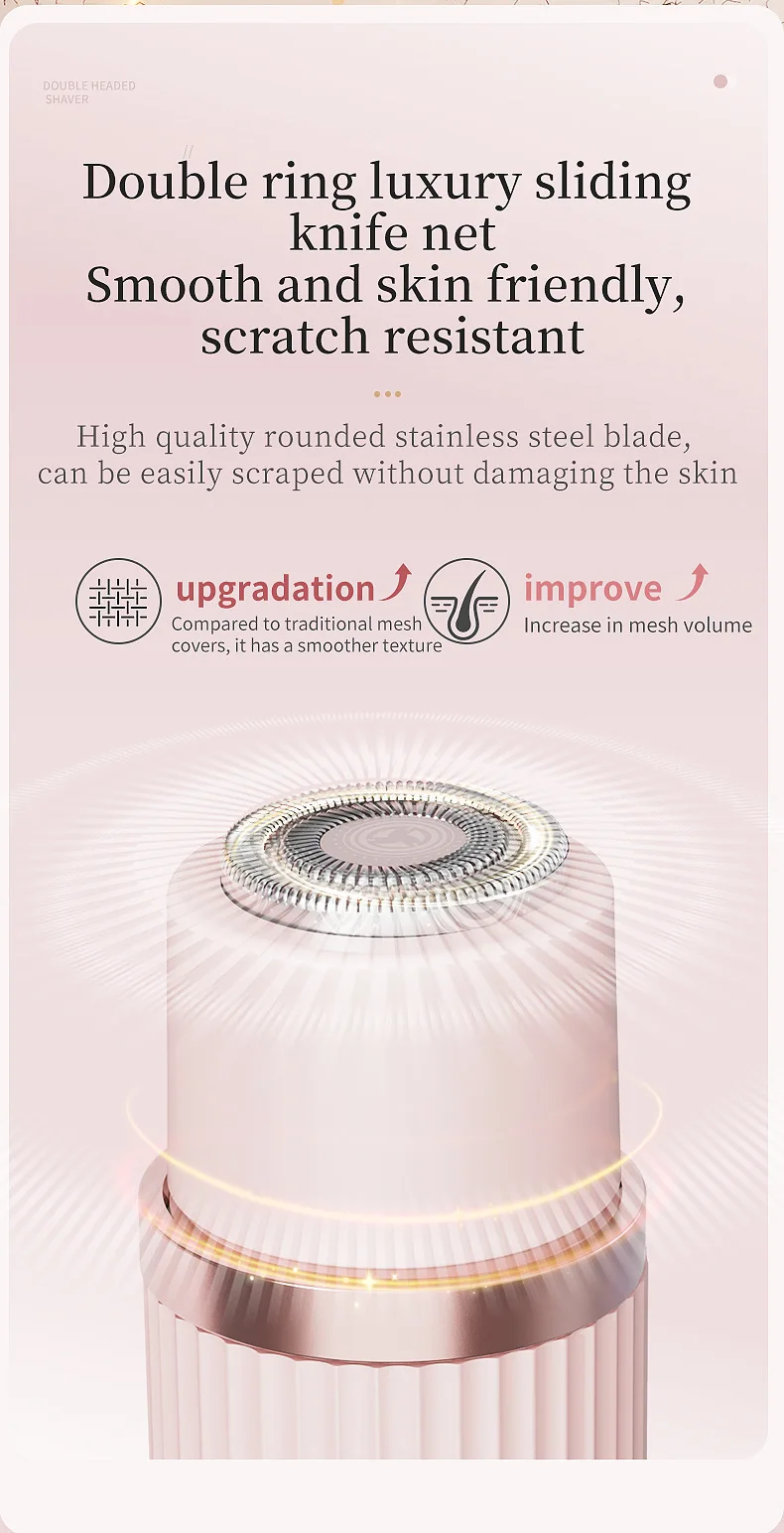 New 2 in 1 USB Rechargeable Women Shaver Painless Hair Trimmer Portable Waterproof Double Head Body Epilator