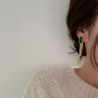 Jewelry Set Alloy Jewelry Set Earring And Ring Set Green Zircon Metal Chain Tassel Earrings Rings For Women 2021