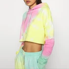 Long Woman Sweatshirt Plus Size Casual Tie Dyed Spring Long Sleeves Cropped Hoodie Woman Pull Over Sweatshirt