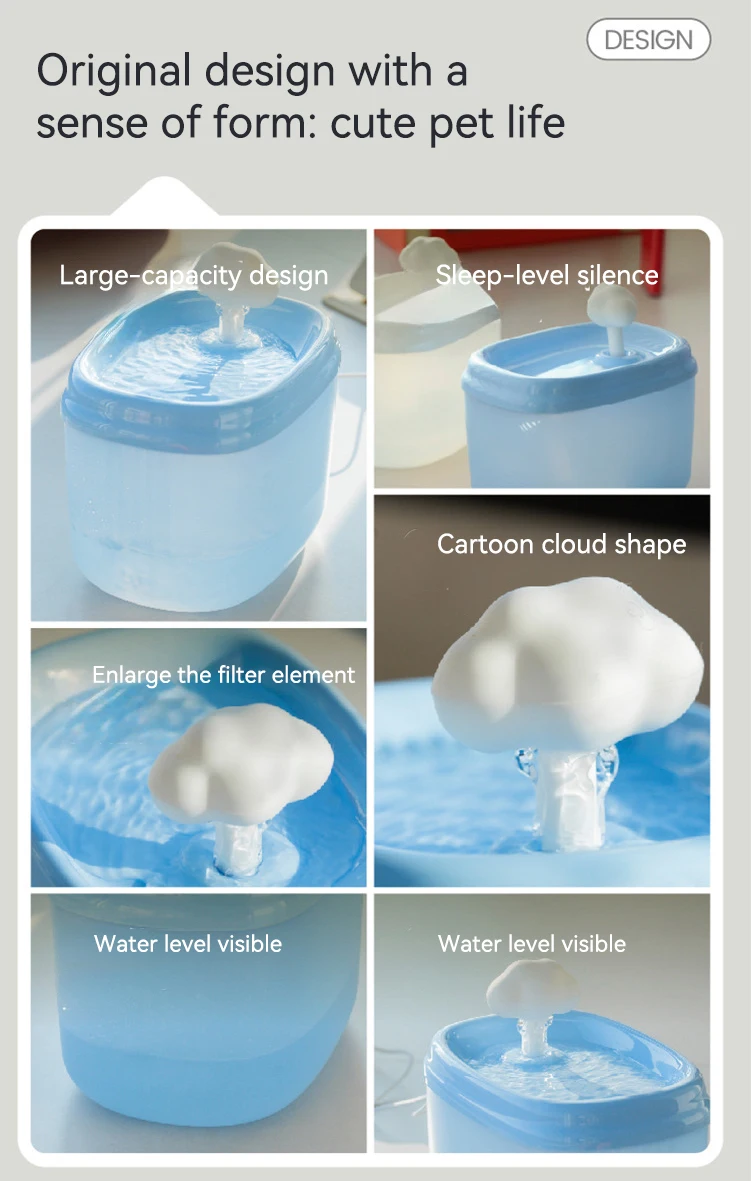 New Cute Cloud Shaped Silent Smart Pet Water Fountain 2.5L Large Capacity Automatic Circulation Pet Water Dispenser Pet Supplies details