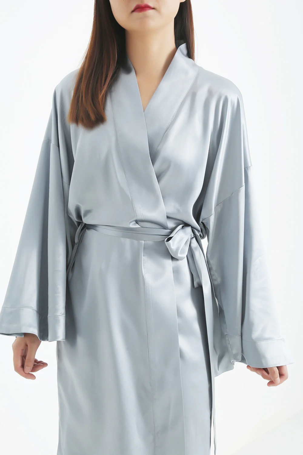 wholesale Women nighty sexy plus size satin long silk robe washable 100% mulberrry silk night dress