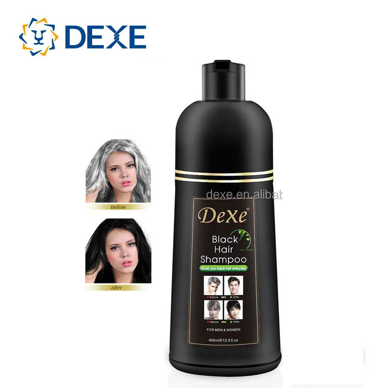 Dexe Subaru Stock Herbal No Ammonia Permanent Black Hair Color Dye Shampoo Two in One Single Bottle factory Private Label OEM