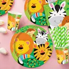 Paper Decorative Jungle Animal Party Tableware Set Paper Towel Paper Tray Paper Cup Party Decorative Tableware