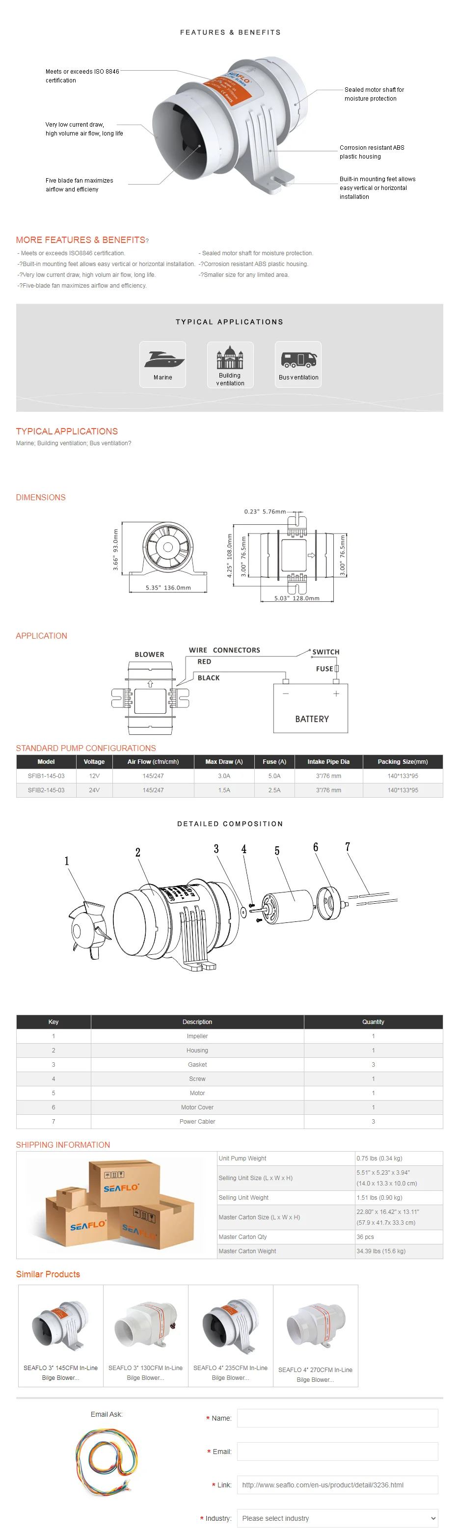 Silent Inline Fan, 4inch, 12 V, ABS - detail 4