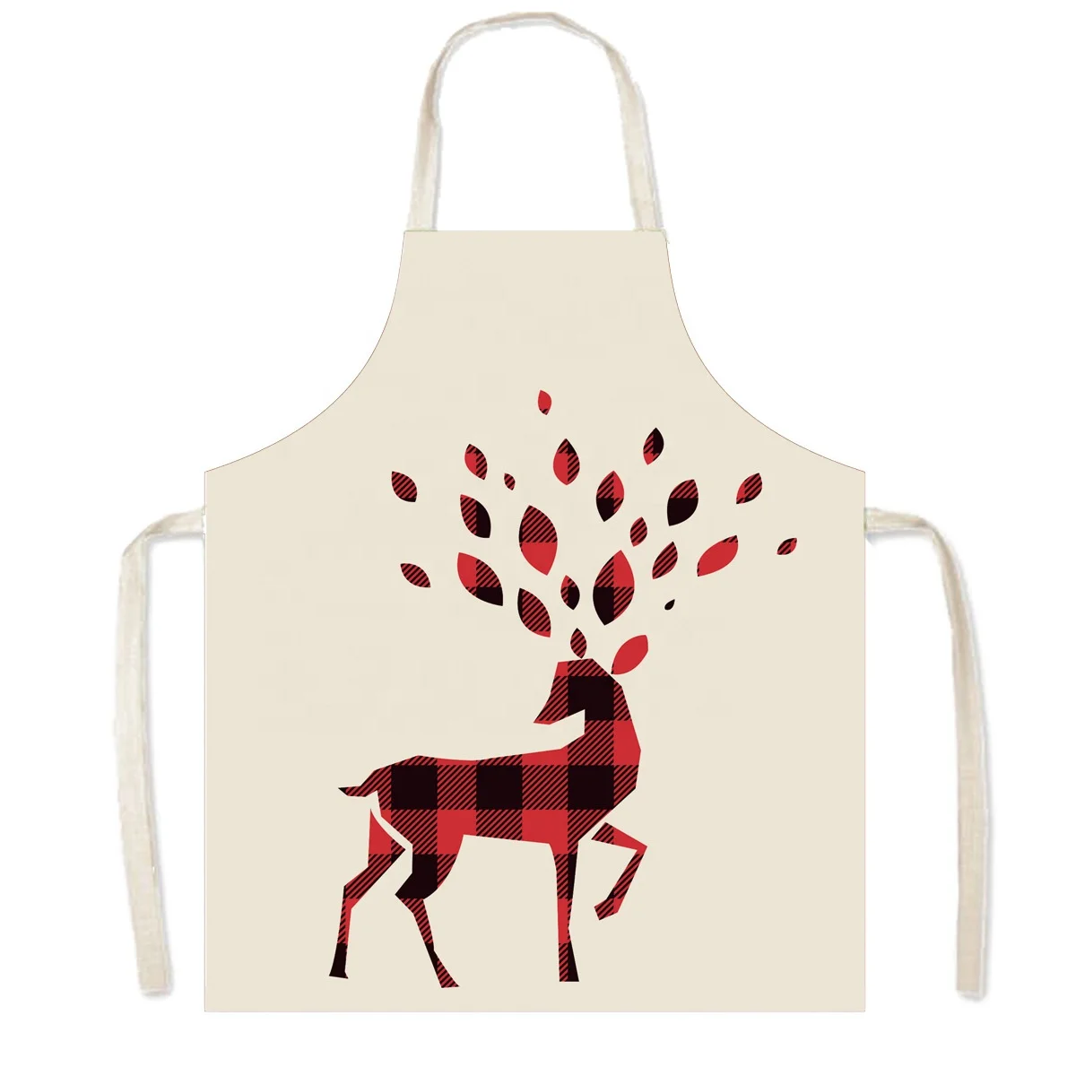 Linen Christmas Red Plaid hang cheap Apron Sublimation Parent-child Oil Resistant Sleeveless gingham aprons Organic Cotton Whole