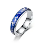 Silver Unique Design Black Silver Rose Gold Plated Change Color Stainless Steel Heart Rate Mood Ring