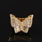 Ring Fashion New Micro-inset Large Zircon Butterfly Ring Fashion Gold-plated Hip Hop Ring Luxury Gift