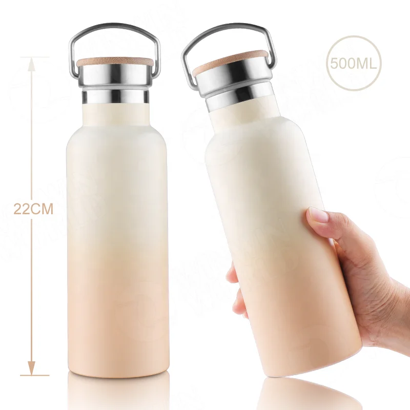 500ml Stainless Steel Water Bottle 17Oz Double-Wall Vacuum Insulated Sports Cup 