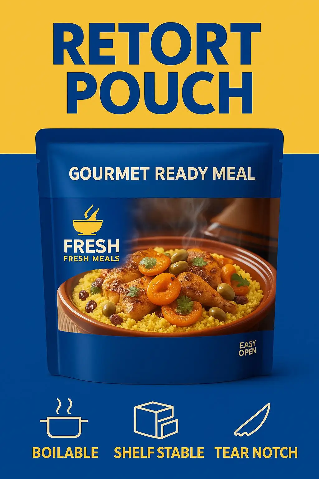 Custom Printed High Temperature 121c RCPP Nylon Aluminum Retort Pouch for Ready to Eat Meal and Soup Packaging - detail 3