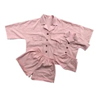 Mom And Me Short Sets Blank Linen Cotton Short Sleeve Pocket T-shirts Match Elastic Waist Shorts Baby Girl Outfits