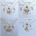 Earring New Copper-plated Gold Butterfly Pendant Stainless Steel Double Necklace Earring Fashion Jewelry Set
