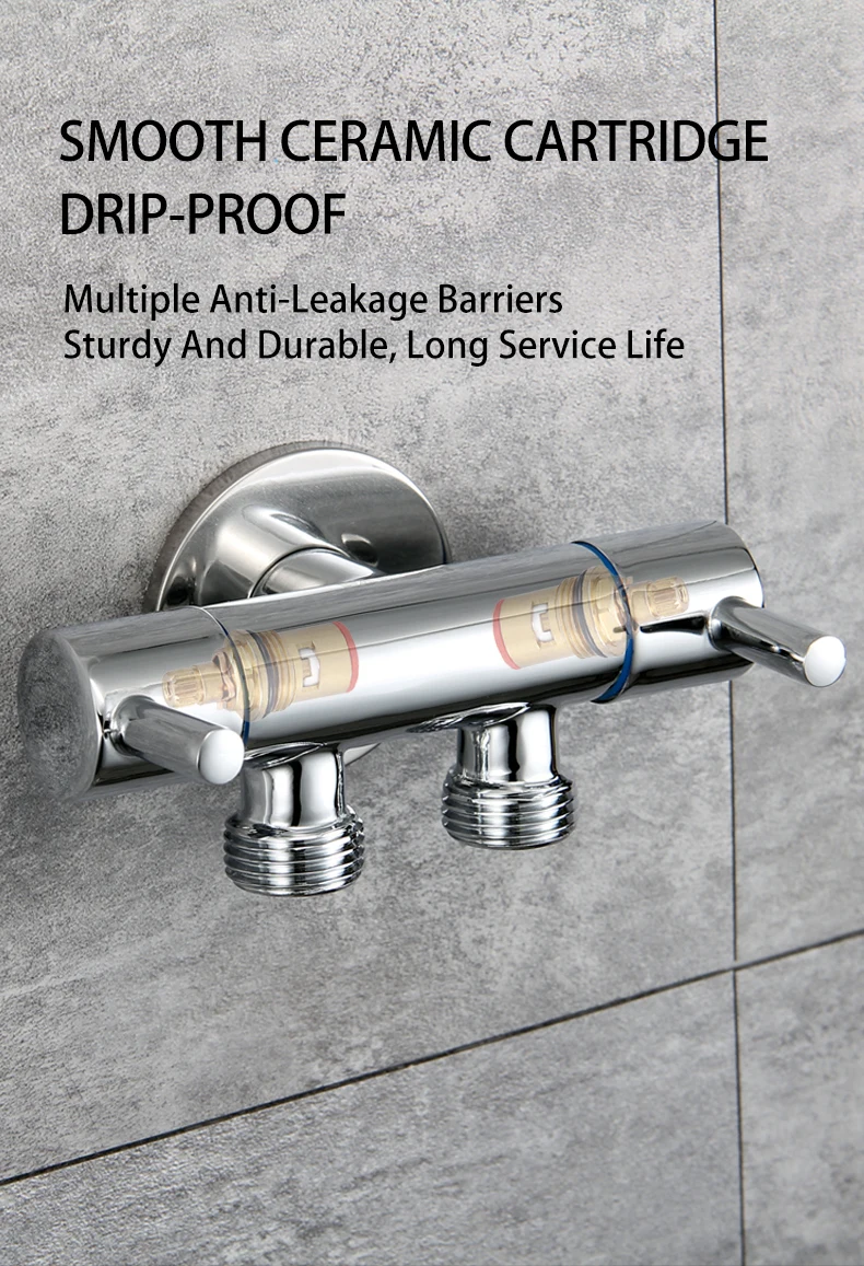 1-In-2-Out Angle Valve Dual Handle Dual Control Independent On/Off Control Can Connect Washing Machine Hose and Toilet manufacture