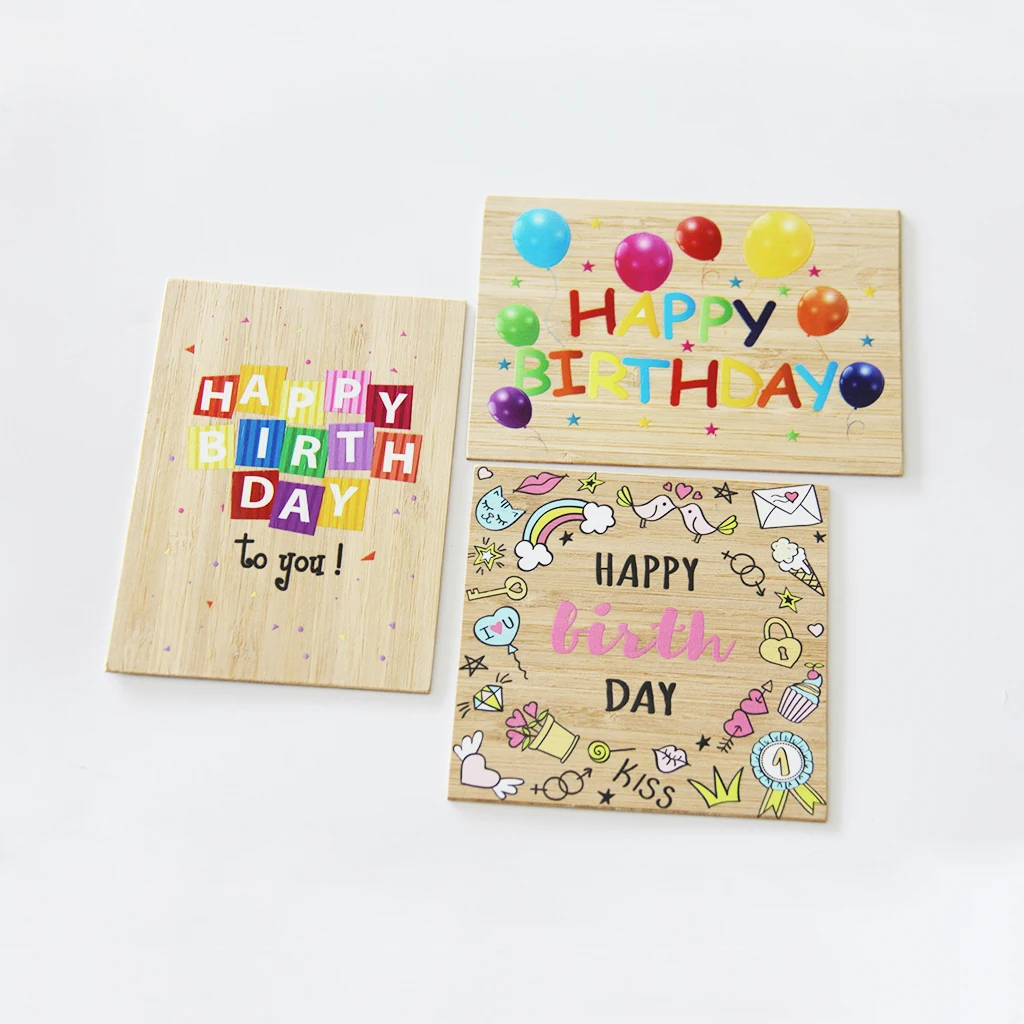 wooden happy birthday greeting card