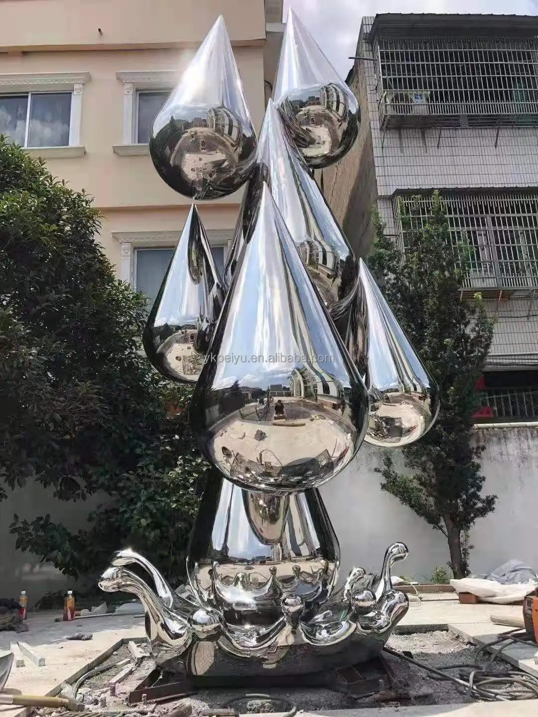 现代花园镜子抛光抽象不锈钢艺术雕塑景观装饰