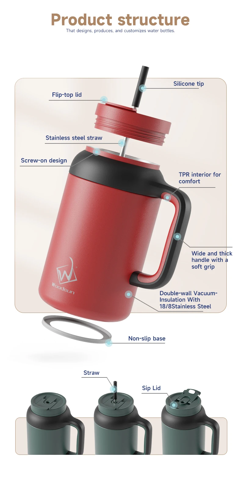 VIGOR Series Gift Water Stainless Steel Coffee Cup Tumbler Straw factory