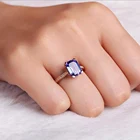 Gold Tanzanite 925 Sterling Silver 14K Rose Gold Emerald Cut Stone Jewelry Blue Tanzanite Engagement Ring