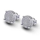 Iced Out Cz Earrings Mens Fine Jewelry Iced Out Diamond Cz 14k White Gold Scraw Back Halo Earrings