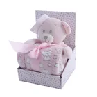 Blanket New Arrival Coral Fleece Cute Bear Baby Blanket Thin Air Conditioning Blanket Gift Set