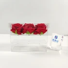Clear YAGELI 3 Holes Everlasting Acrylic Flower Rectangular Case Clear Forever Roses In Acrylic Box