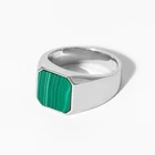 Gold 925 Rings Gemnel Men New Gold Jewelry 925 Sterling Silver Malachite Signet Rings