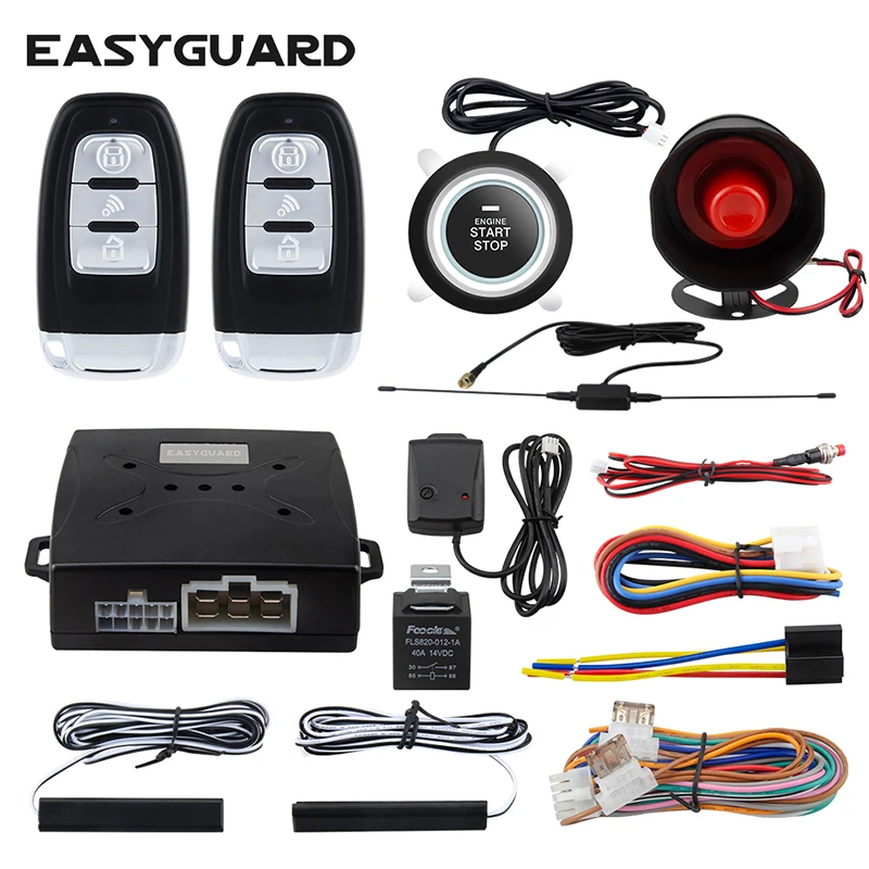 Easyguard EC003N-K Alarma de coche PKE Sistema de entrada sin llave Remoto Arranque del motor Arranque Empuje Arranque Pare Bloqueo automático Desbloqueo versión universal para la mayoría de los autos 